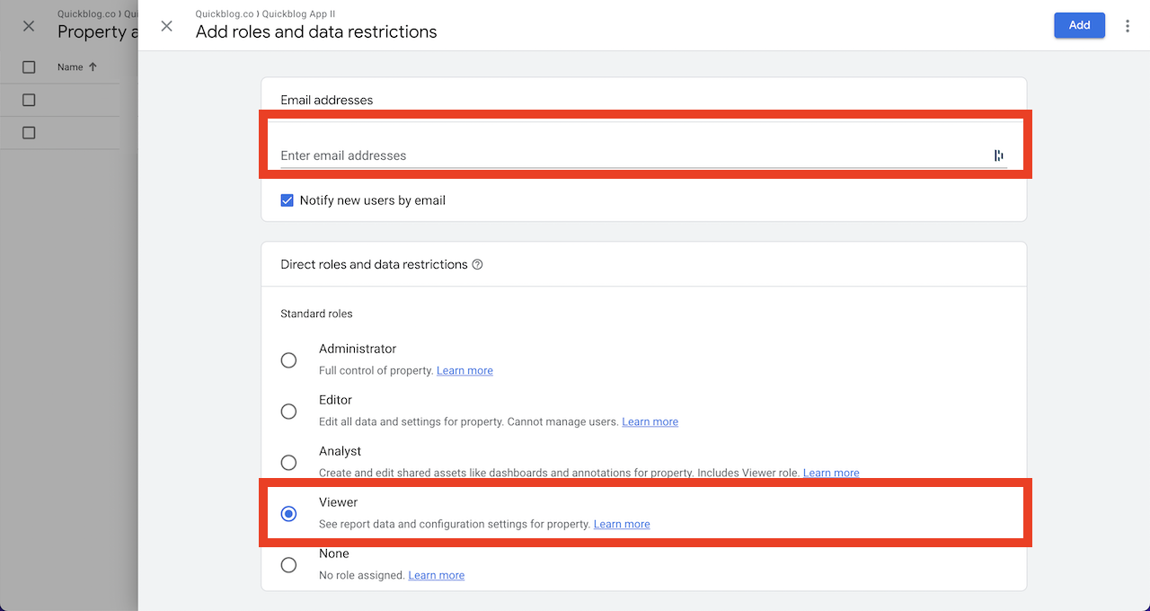Google Analytics User Permissions.png Google Analytics User Permissions